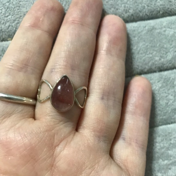 NWOT Sterling Silver Lepidocrosite Teardrop Heart Band Ring Size 9 Crystal Gem - Picture 3 of 15